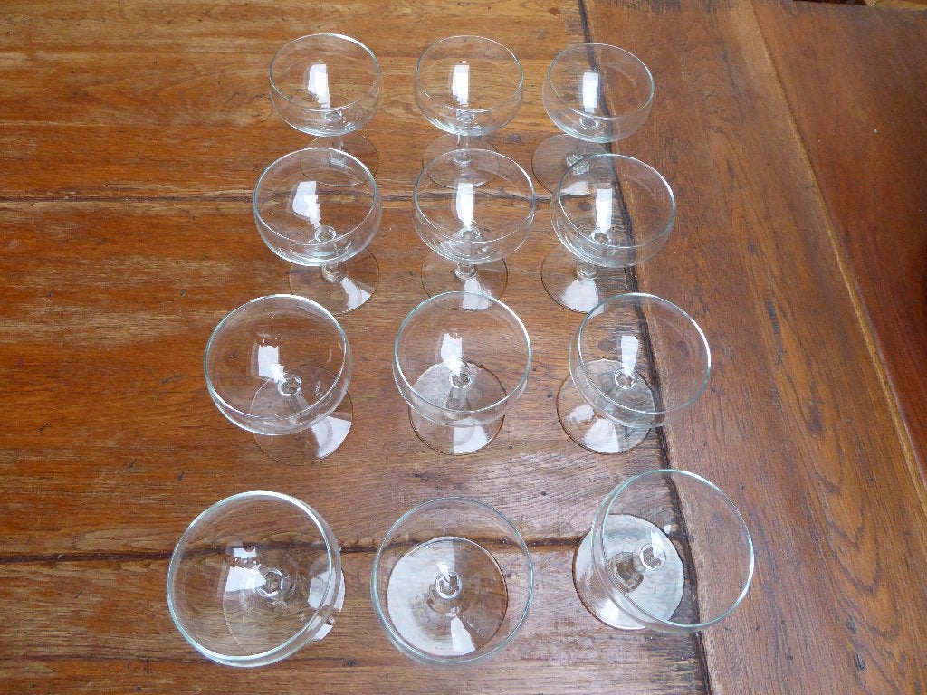 12 vintage champagne coupes, Durobor, Antiek en Kunst, Antiek | Glas en Kristal, Ophalen of Verzenden