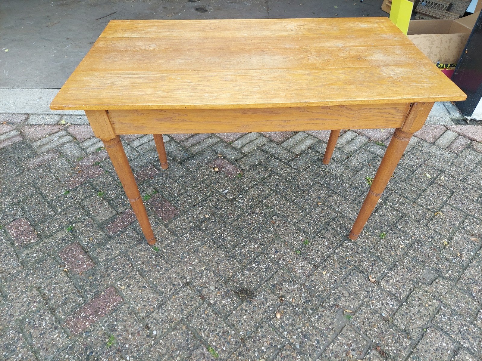 oud houten tafel buro vintage keukentafel retro, Ophalen, Gebruikt