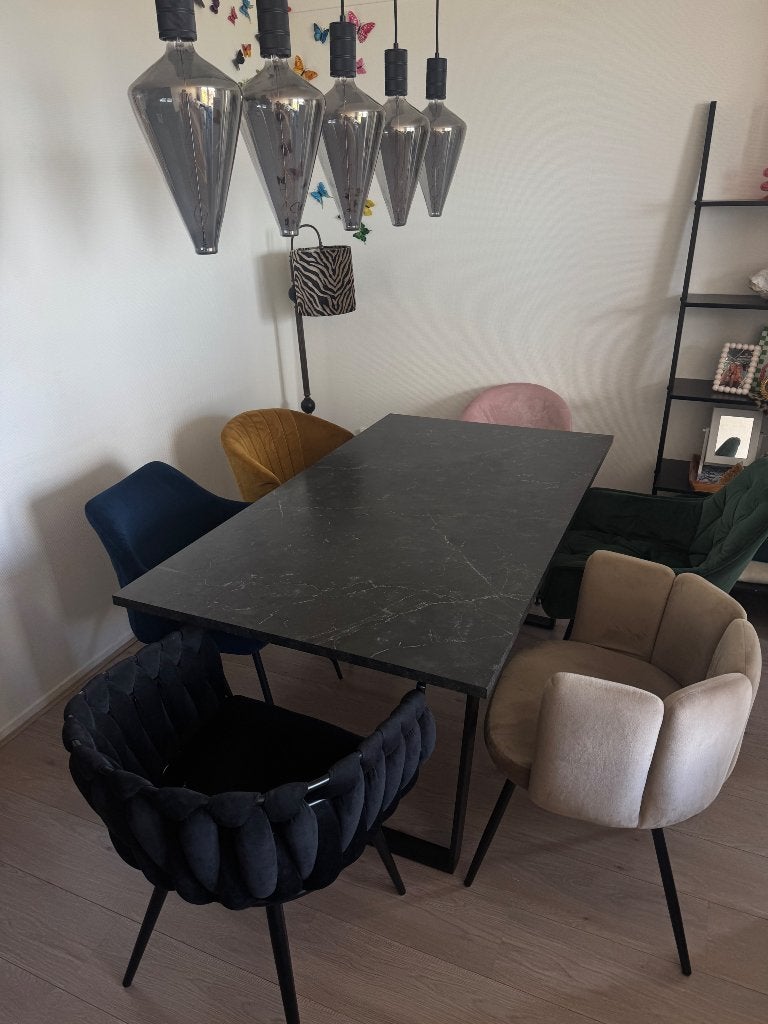 Set stoelen, eettafel en hanglamp, Ophalen, Zo goed als nieuw, 4 tot 6 stoelen