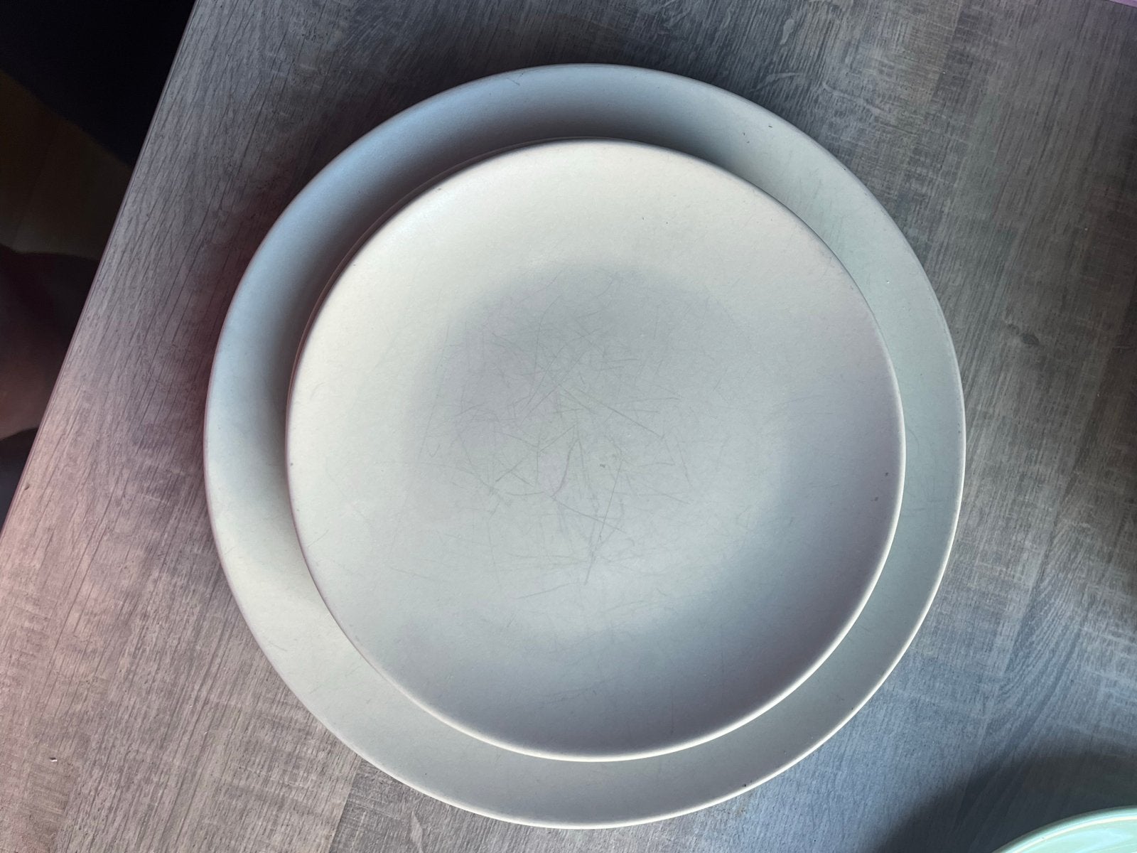 IKEA borden, set van 4, grijs, Gebruikt, Keramiek, IKEA, Ophalen of Verzenden