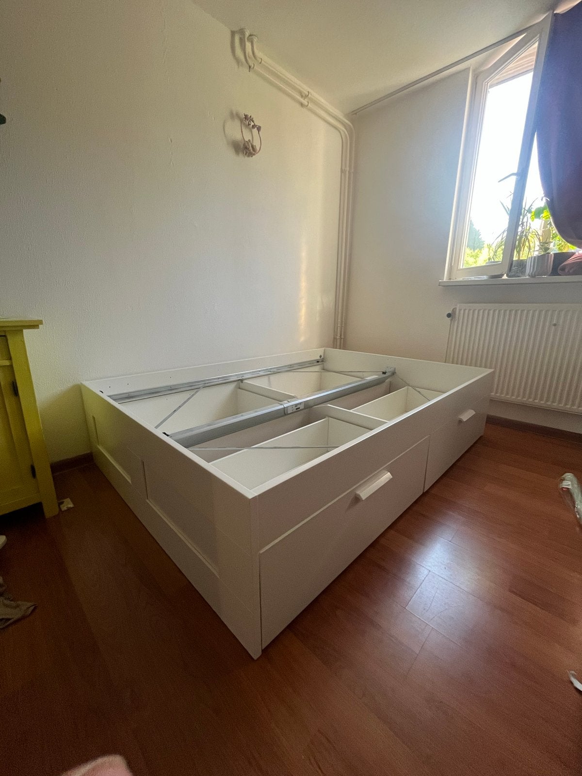 IKEA BRIMNES bed 140x200 cm met 4 opberglades, Ophalen, Gebruikt, Wit, Tweepersoons