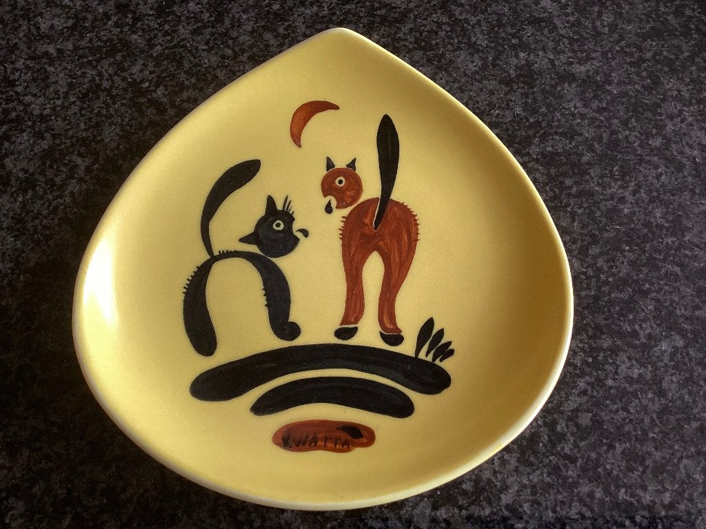 Vintage Kwatta Schaaltje (Katten), Regout, Wim Visser 1956, Ophalen