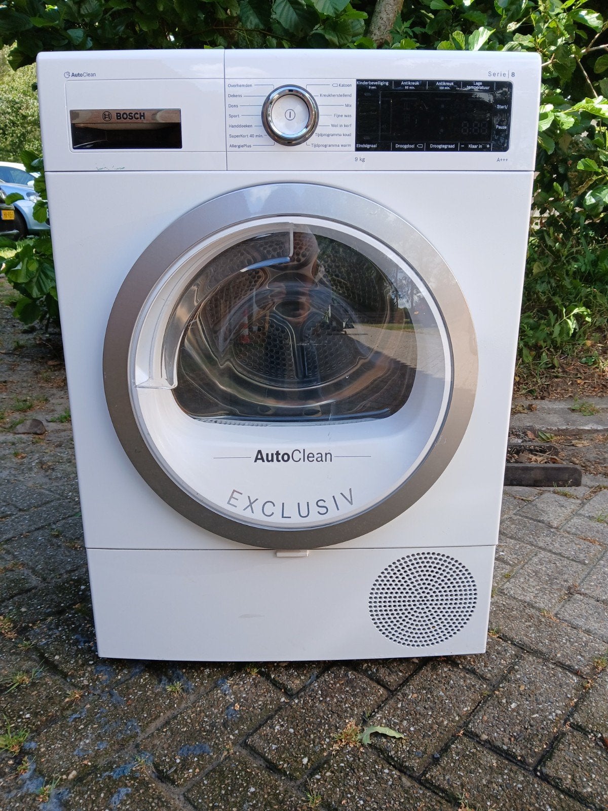 bosch condensdroger auto clean exclusive 9kg, Ophalen, Gebruikt, 8 tot 10 kg, Voorlader