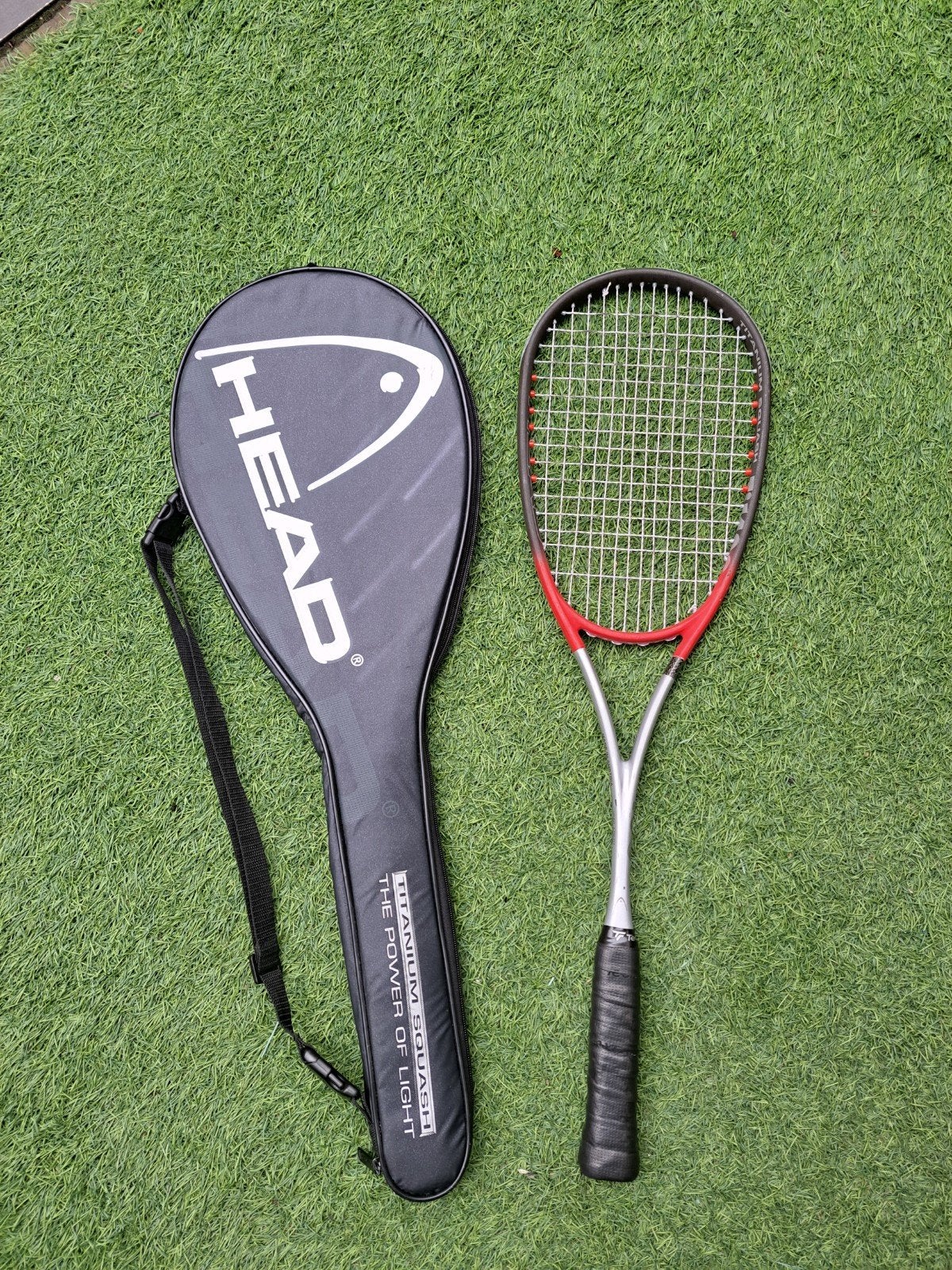 Head Ti140G Titanium Squashracket rood-grijs, Ophalen of Verzenden, Gebruikt, Racket, Met hoes