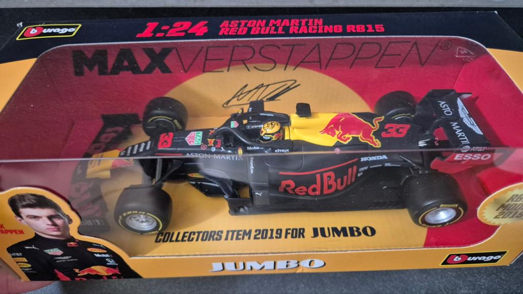 RB15 Max Verstappen Modelauto met Handtekening (Bburago), Ophalen of Verzenden, Nieuw, Auto, Bburago