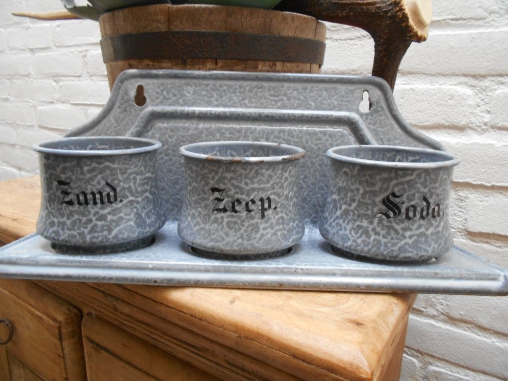 Grijsgewolkte zand zeep soda emaille, Ophalen of Verzenden
