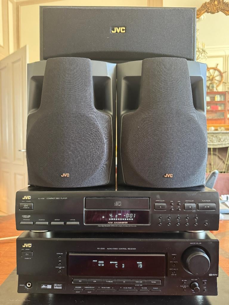 JVC TOP STEREO SET CD-SPELER, RECEIVER, 3 SPEAKERS jaren '90, Ophalen, Gebruikt, JVC, Tuner of Radio