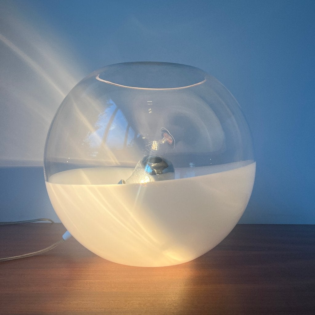 Vintage Ilu di Vetro design tafellamp glas bol met dimmer, Huis en Inrichting, Overige merken, 33 cm, Bollamp, Glas
