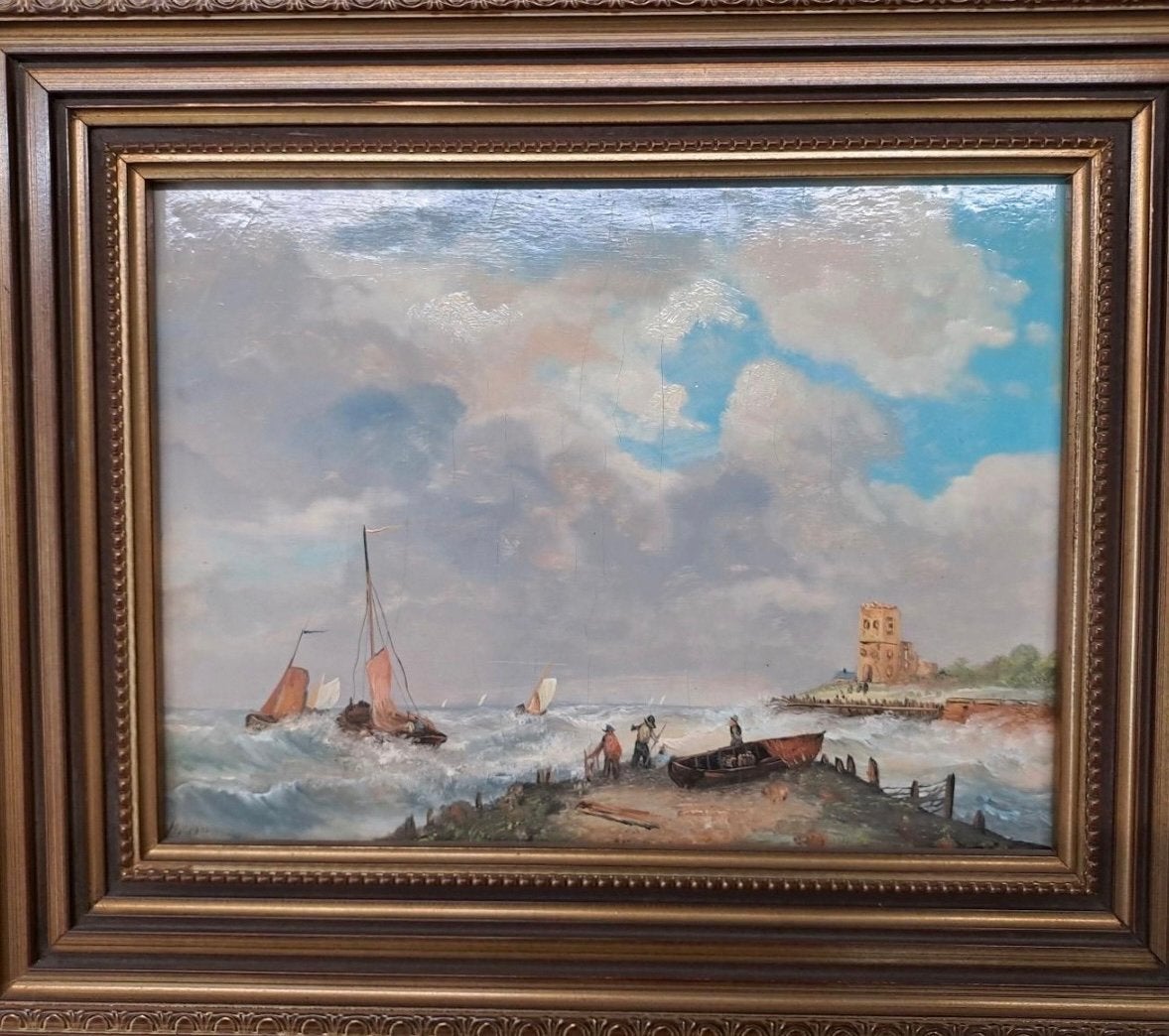 Antiek olieverfschilderij Hendrik Hulk (1842–1937) paneel, Oud hollands, Ophalen of Verzenden, Olieverf, Ingelijst