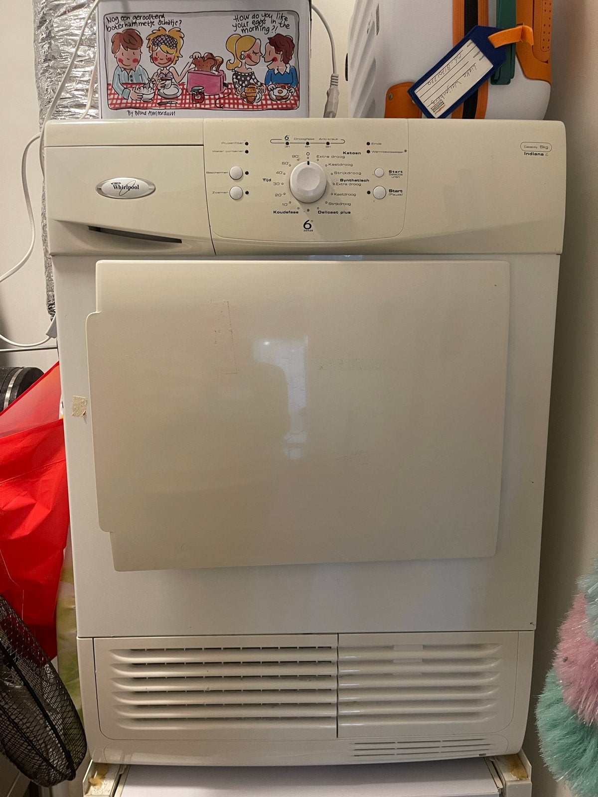Whirlpool droger - 6 kg, Ophalen, 6 tot 8 kg, Gebruikt, Voorlader