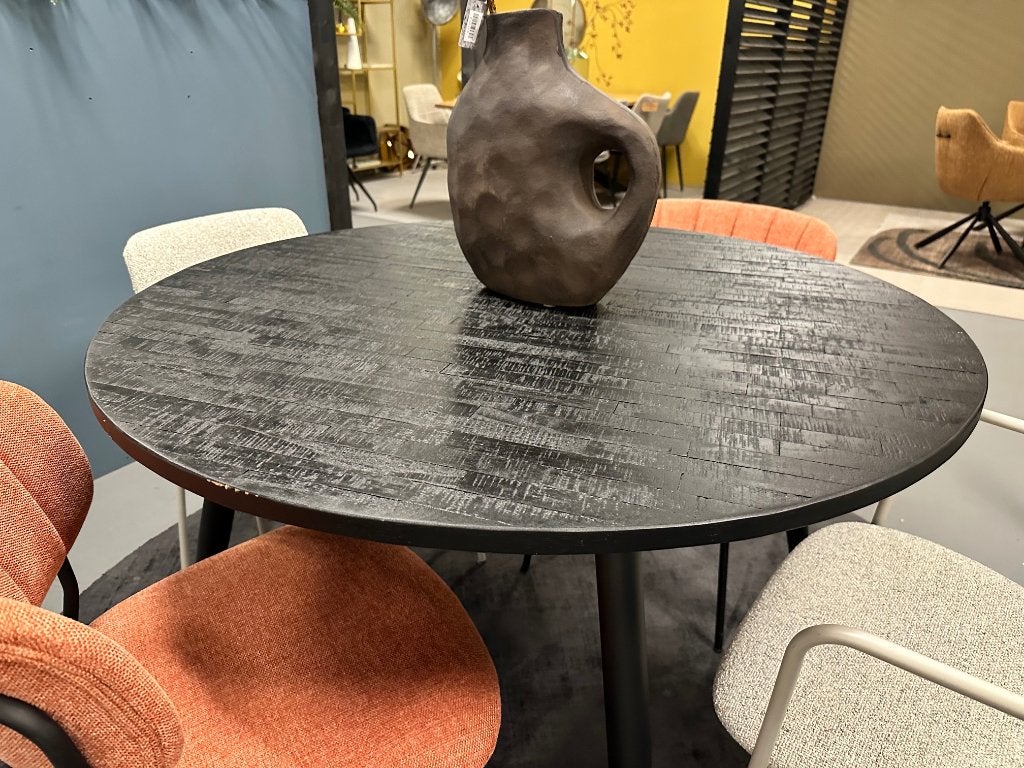 Tafel rond 110cm - ronde tafel zwart 110cm - eettafel rond, Huis en Inrichting, Tafels | Eettafels, Ophalen, Nieuw, Vier personen