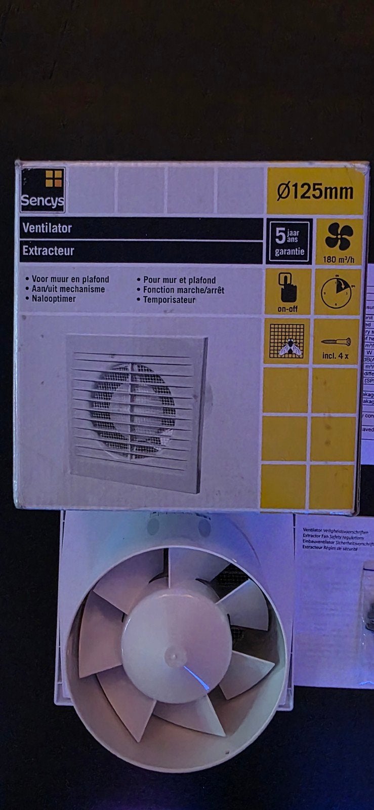 Sencys Ventilator Ø125mm - Nieuw in doos, Ophalen, Nieuw, Ventilator