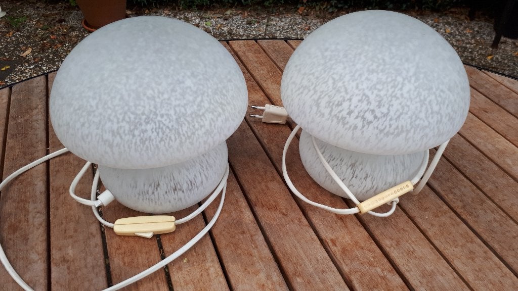 glazen bedlampjes in paddestoelvorm, Met schakelaar, Wit, Ophalen of Verzenden, Zo goed als nieuw