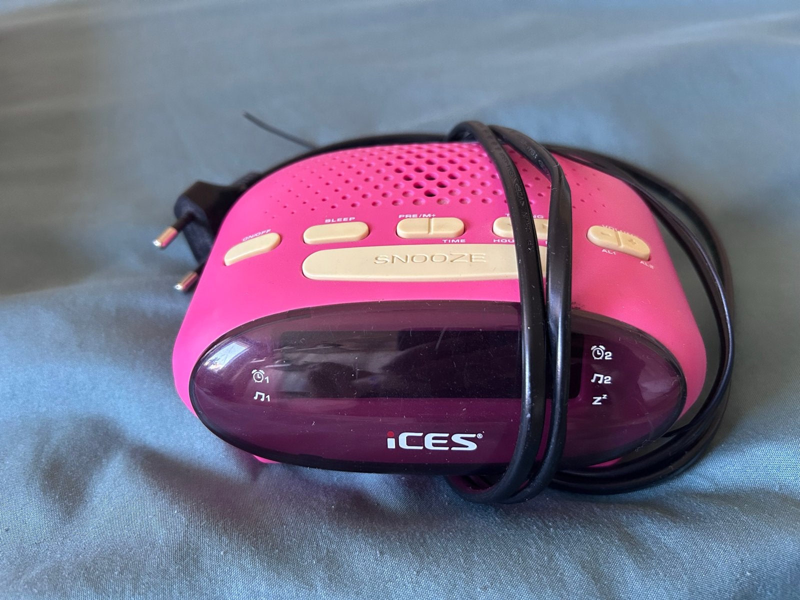 Roze ICES Wekkerradio met Snooze Functie, Witgoed en Apparatuur, Wekkers, Ophalen of Verzenden, Gebruikt, Digitaal
