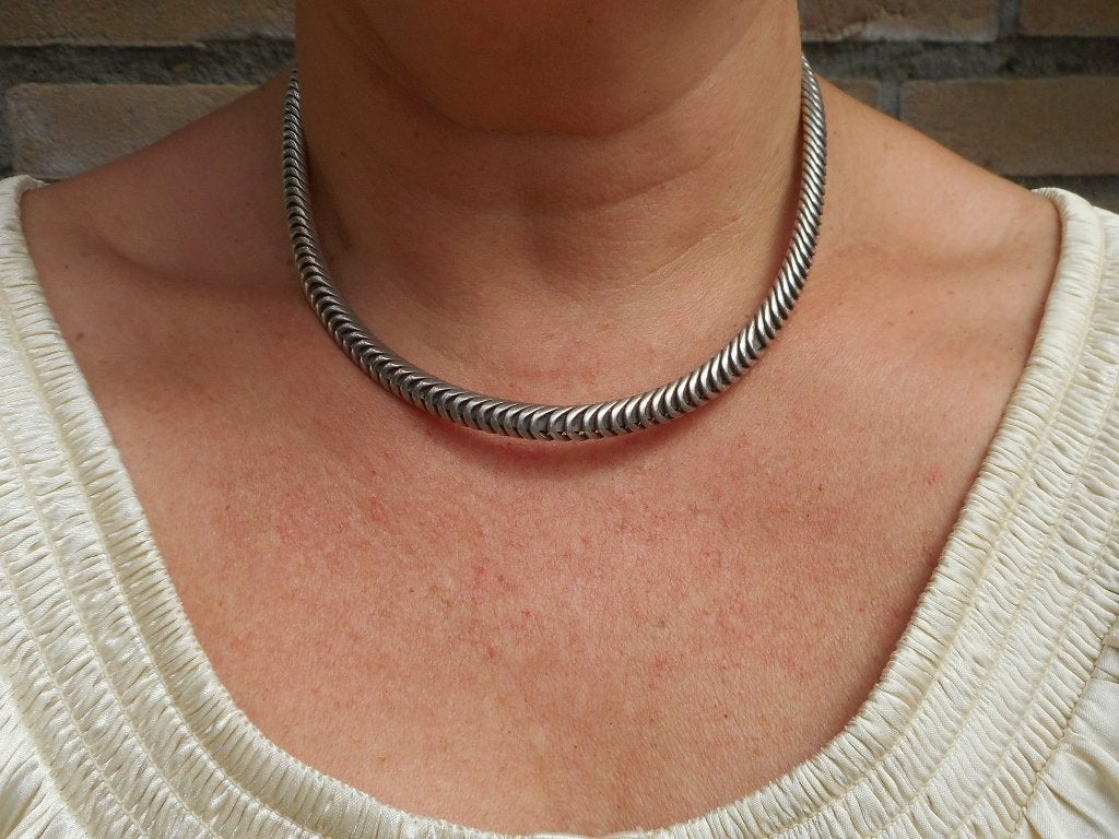 Zilveren massieve vintage set spang + klem armband nr.5000, Verzenden, Zo goed als nieuw, Zilver, Zilver