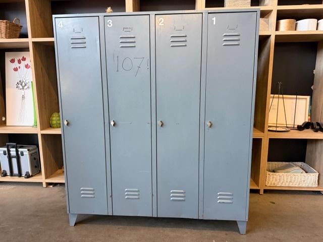 Metalen lockerkast / kast met 4 ruimtes 160x50xH194 cm, 2 st, Ophalen of Verzenden