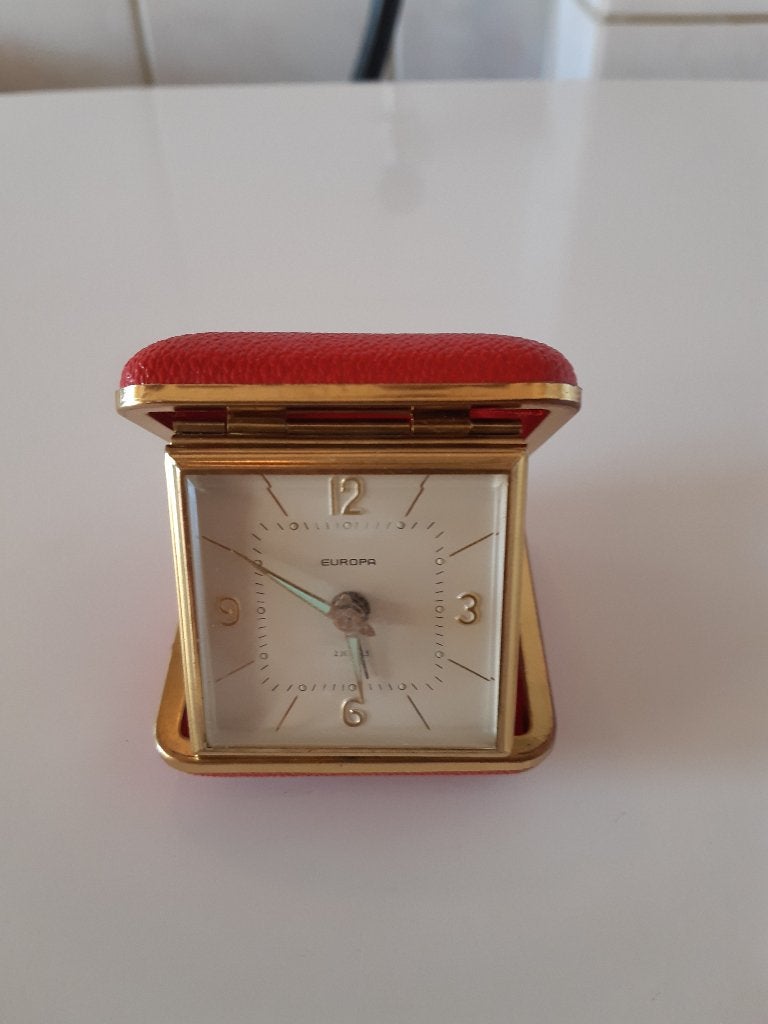 Vintage Europa Reiswekker 2 Jewels – Rood & Goud, Ophalen of Verzenden