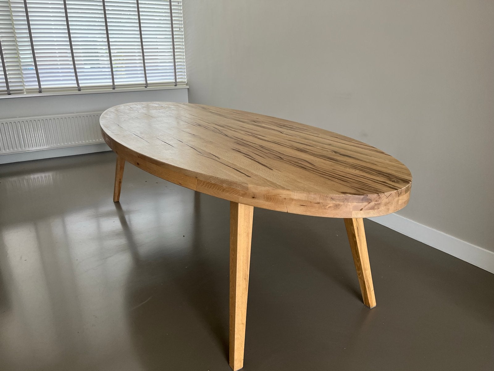 Grote massief eiken tafel 280cm, Ophalen, Gebruikt, Eikenhout, 200 cm of meer