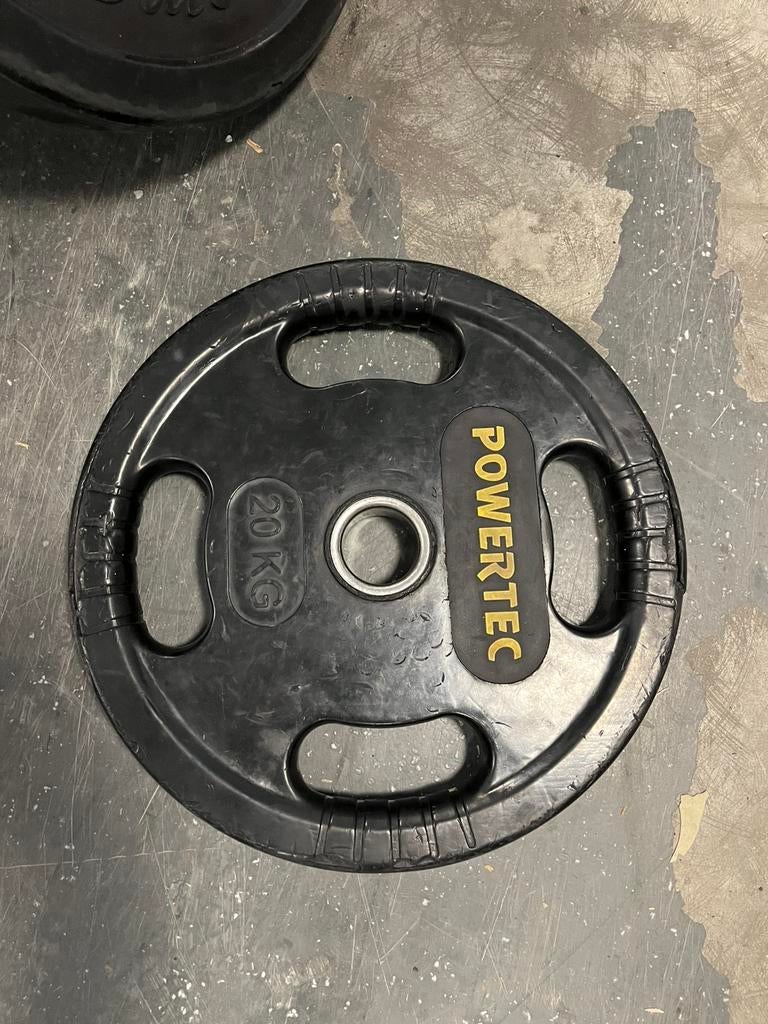 1 x 20 kg powertec Olympische halter schijf 50 mm, Olympische, Halterschijven, Gebruikt, Ophalen of Verzenden