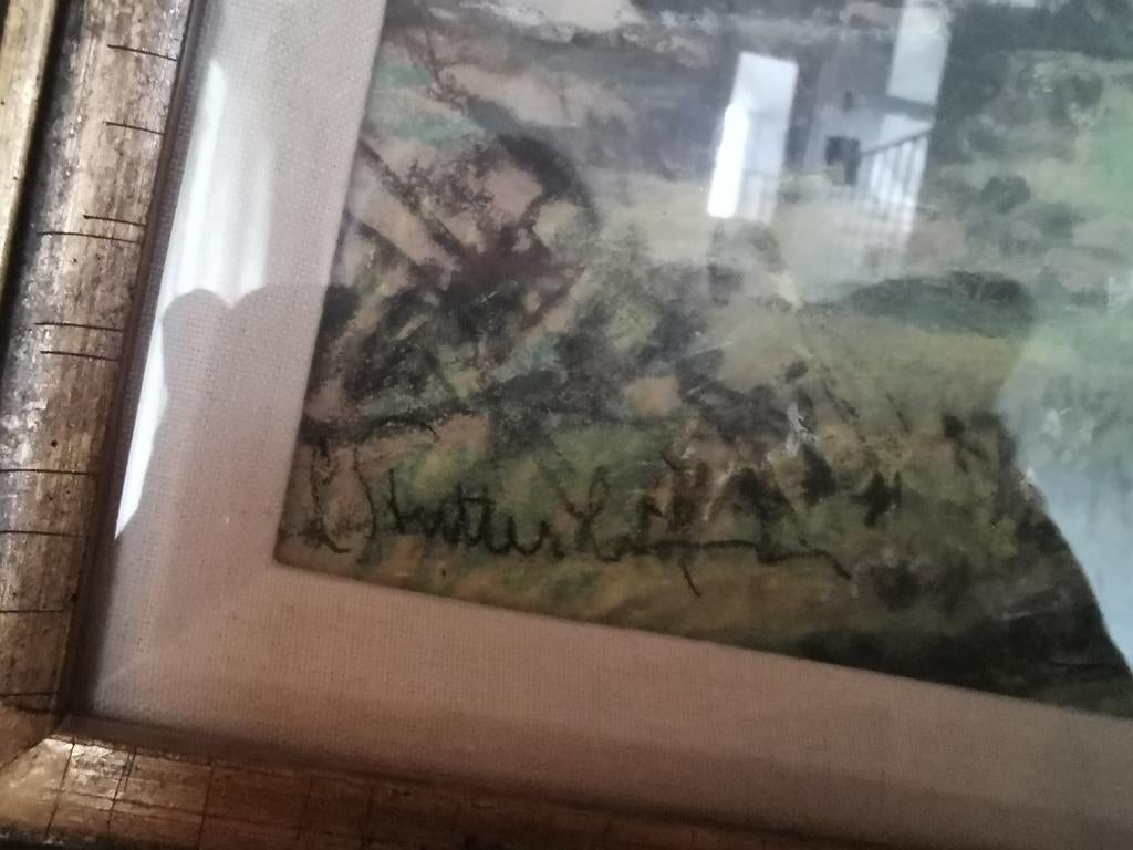 Gesigneerde pasteltekening in lijst - Landschap, Antiek en Kunst, Ophalen
