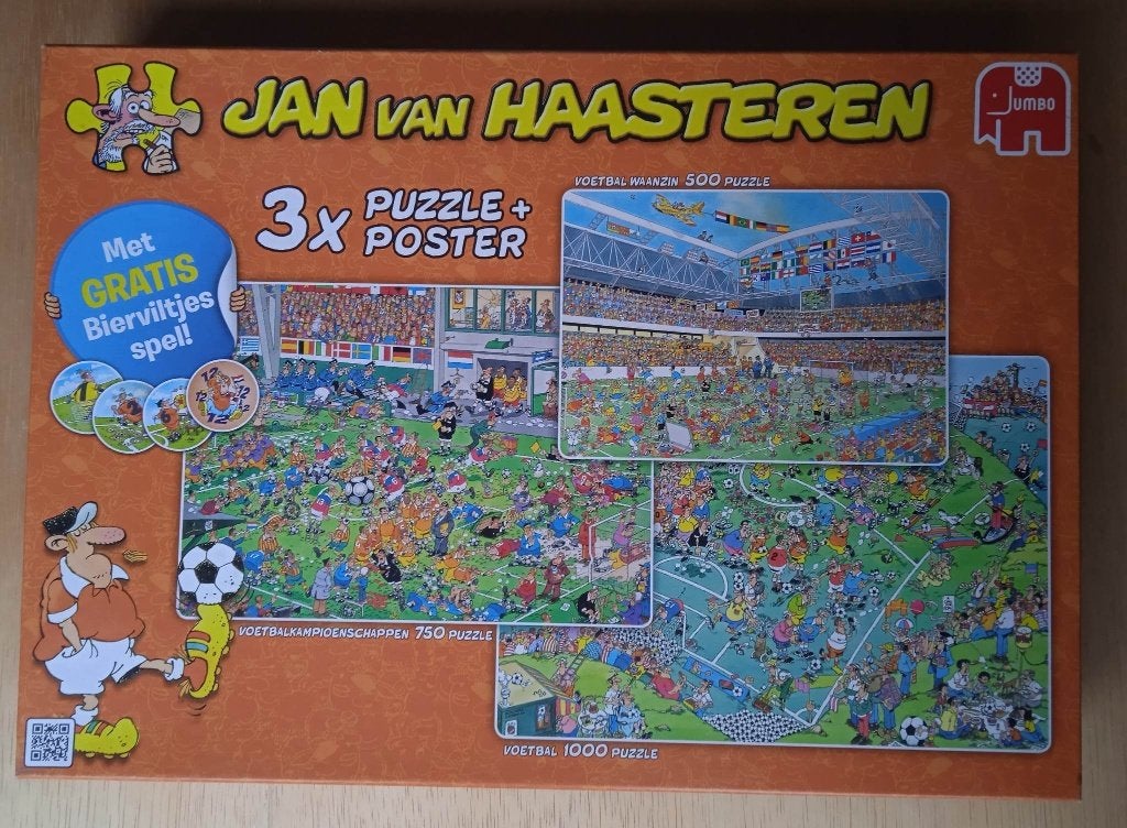 VOETBAL JAN VAN HAASTEREN 500,750 & 1000 stukjes, Ophalen of Verzenden, 500 t/m 1500 stukjes, Zo goed als nieuw, Legpuzzel