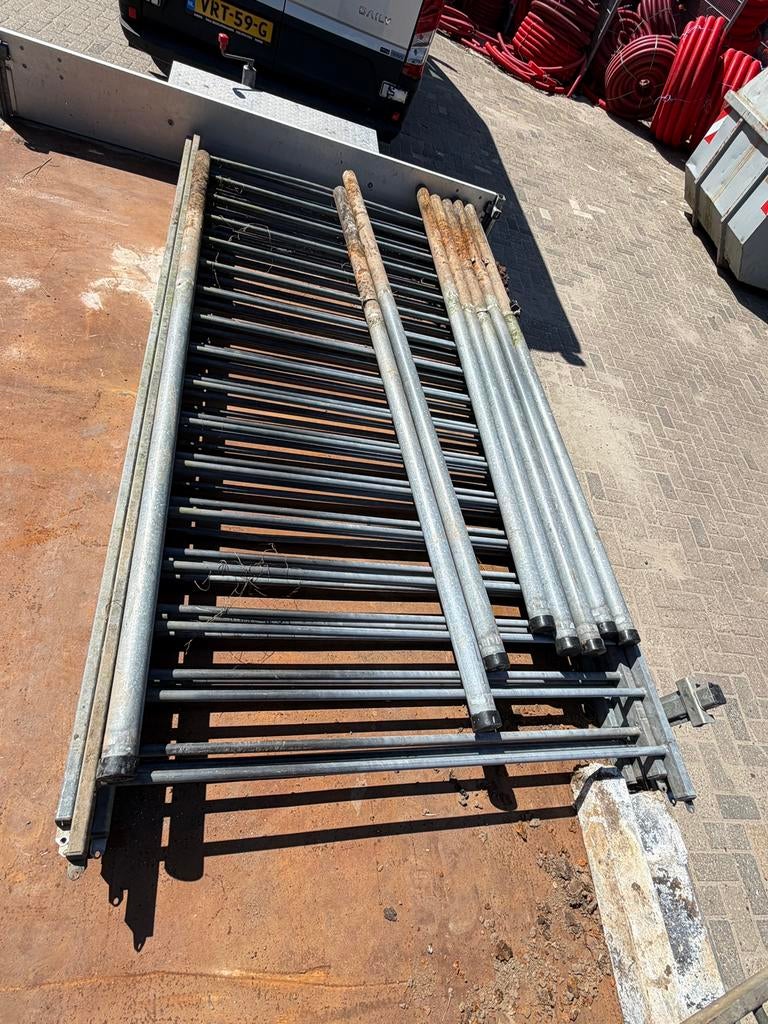 20m Spijlenhekwerk 140cm incl poort, Tuin en Terras, Ophalen, Zo goed als nieuw, IJzer