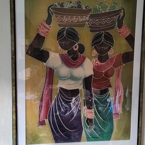 Mooie batik doek met vrouwen, Ophalen