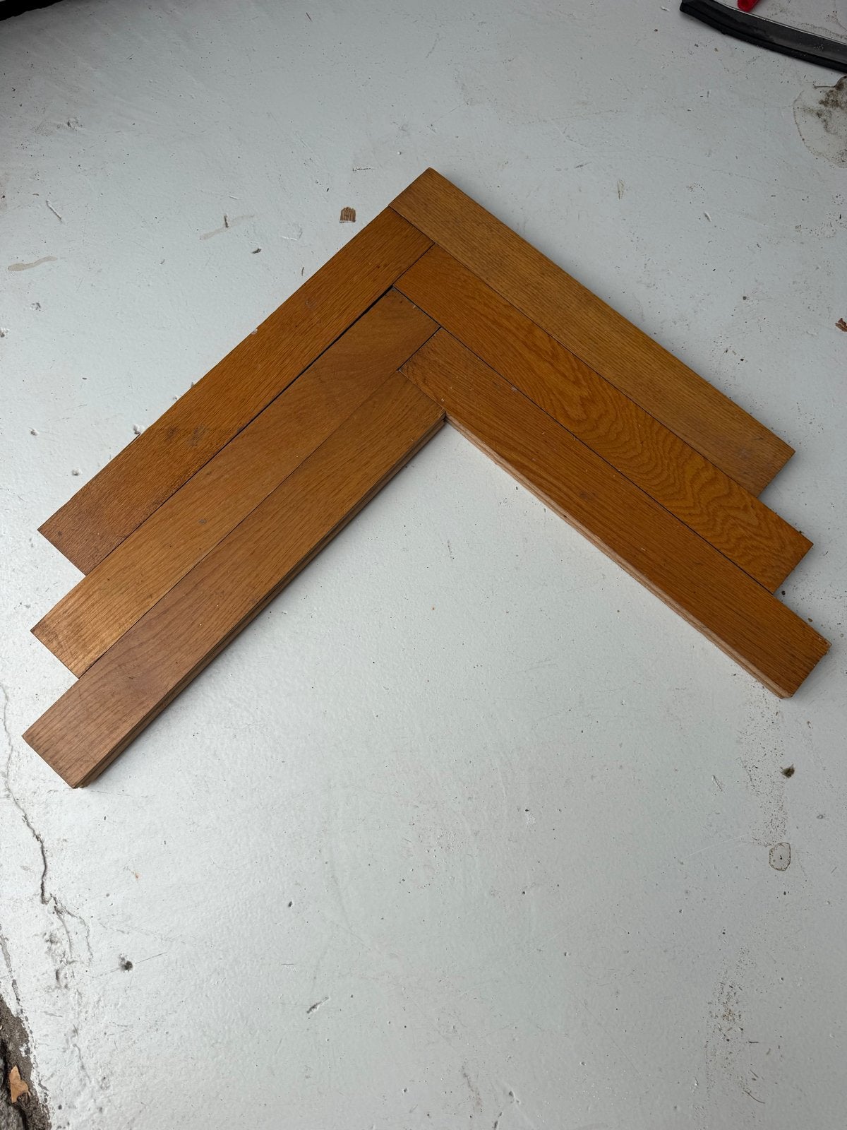 Antieke visgraat vloer - 23m² - Cognac/Leder tint, Gebruikt, 10 m² of meer, 10 tot 30 cm, Hout