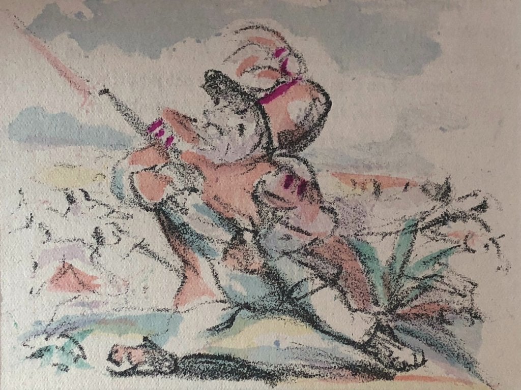 Rudolf Großmann (1882-1941) Kleurenlitho 'Soldaat' ~1920, Ophalen of Verzenden