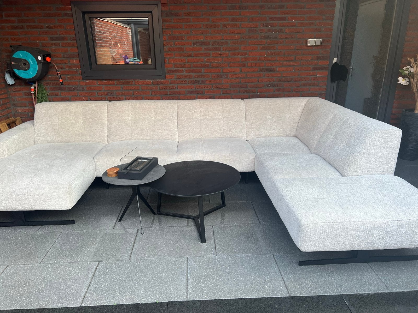 Montèl Traffic Linnen Hoekbank - Zo goed als nieuw, Huis en Inrichting, Banken | Bankstellen, Ophalen, Hoekbank, 300 cm of meer
