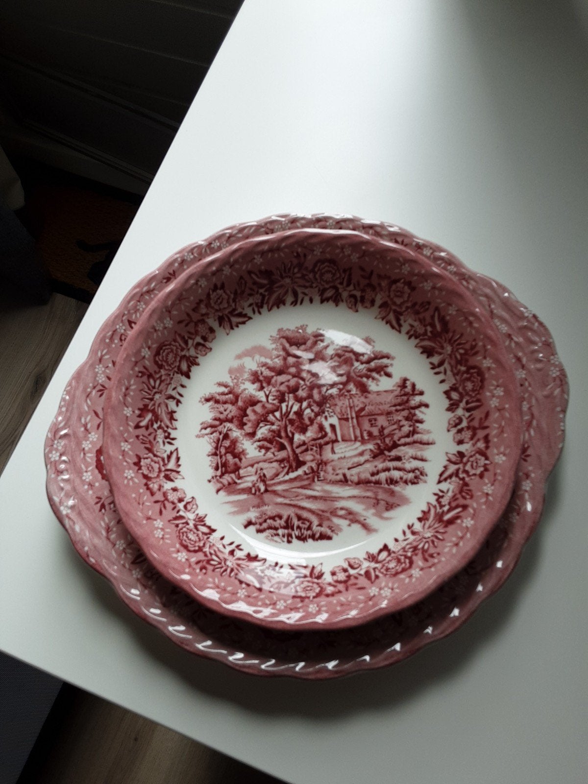 Vintage Country Style Schaal en Bord - Handgedecoreerd, Ophalen of Verzenden