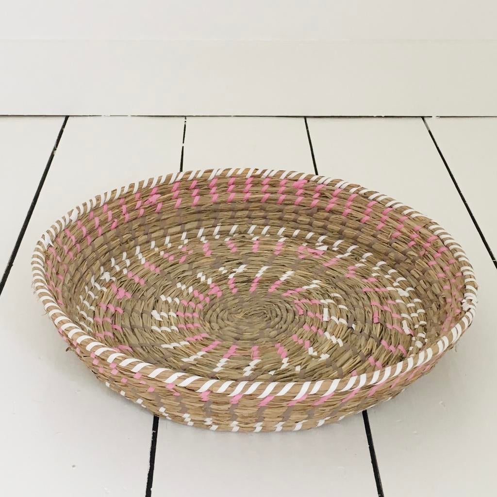 Boho Marokkaanse mand broodmand - schaal broodschaal - IZGS, Huis en Inrichting, Schaal, Rond, Ophalen of Verzenden, Zo goed als nieuw