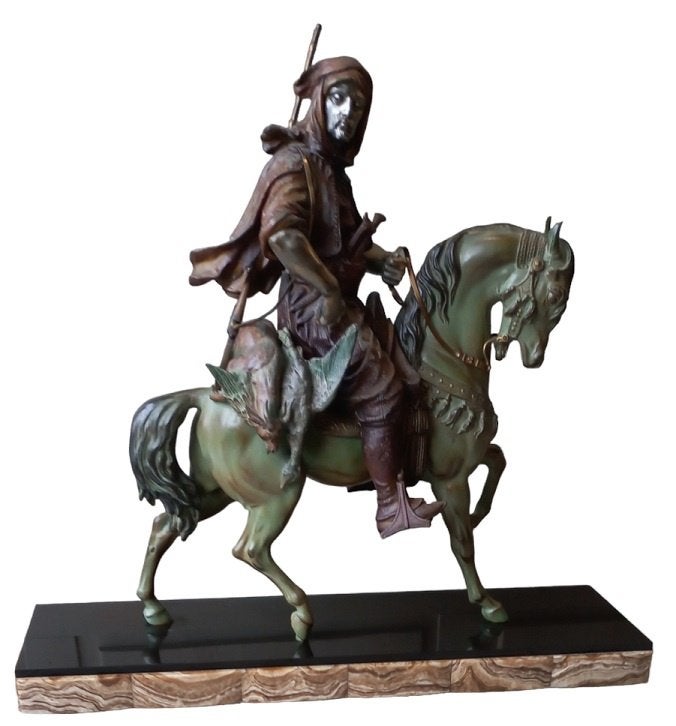 Arabier te paard groot beeld in kunstbrons, Ophalen, Metaal, Beeld