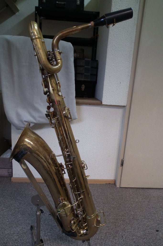 Conn New Wonder Baritonsax 1914, Ophalen, Gebruikt, Bariton, Met koffer