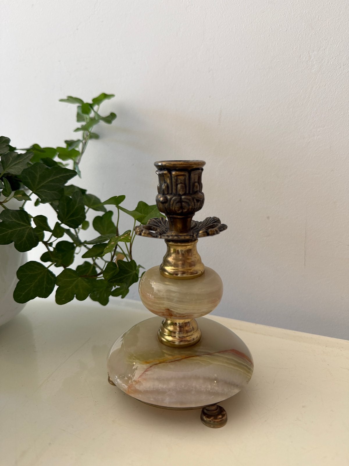 Onyx kandelaar, Ophalen of Verzenden, Koper of Brons