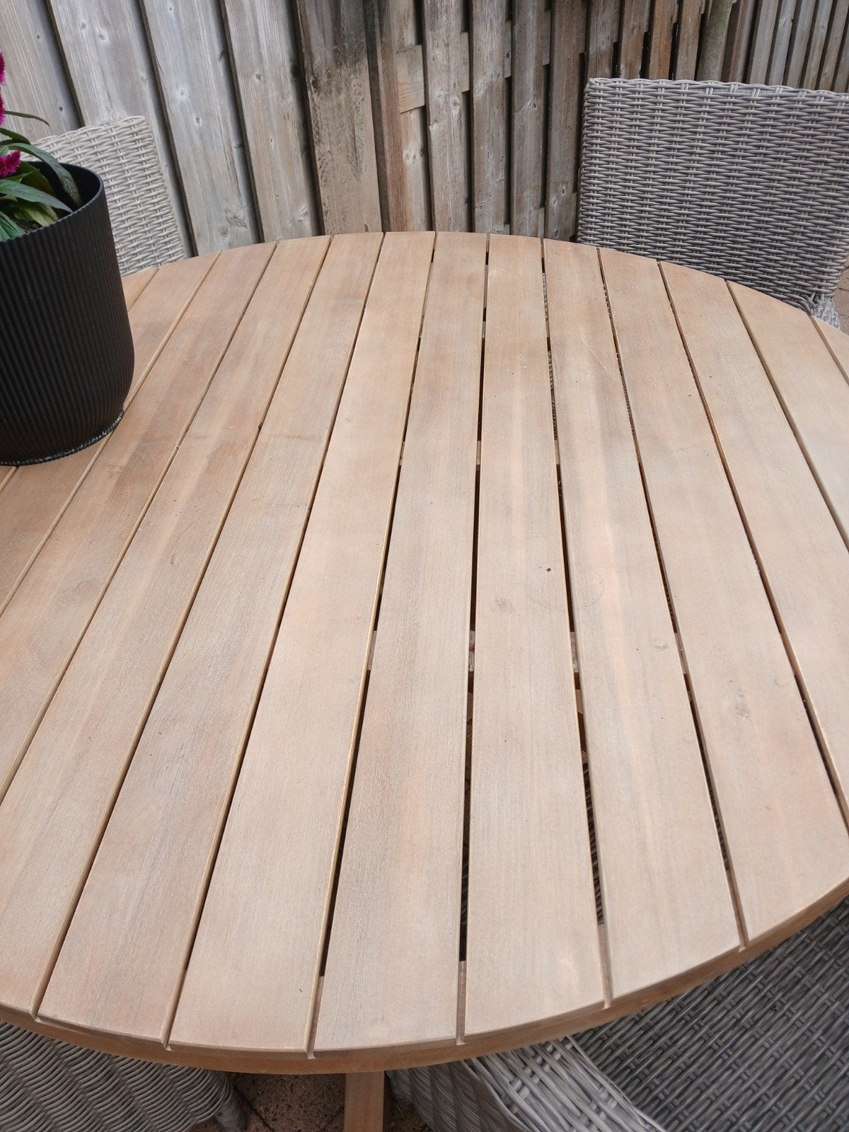 Zo goed als nieuwe Gamma tuinset: tafel en 4 stoelen, Ophalen of Verzenden, Zo goed als nieuw, Rond, Hout