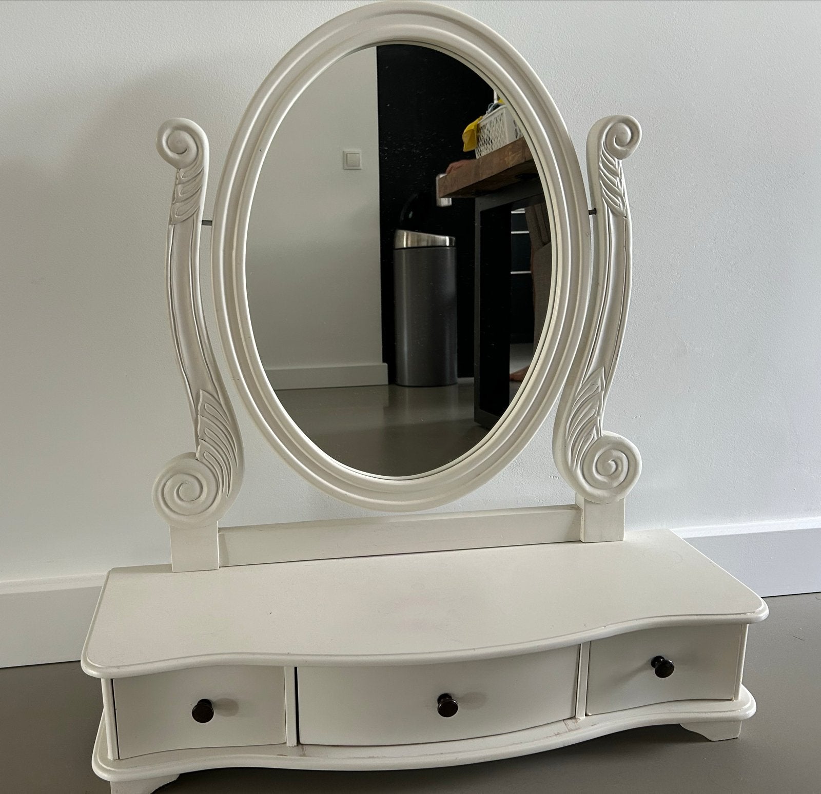 Witte make-up spiegel met lades - 73x65x23 cm, Ophalen, Gebruikt, 50 tot 100 cm, Minder dan 100 cm