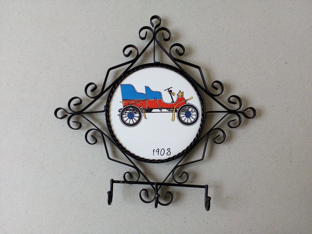 Sleutelrekje met tegeltje Oldtimer.Vintage., Ophalen of Verzenden