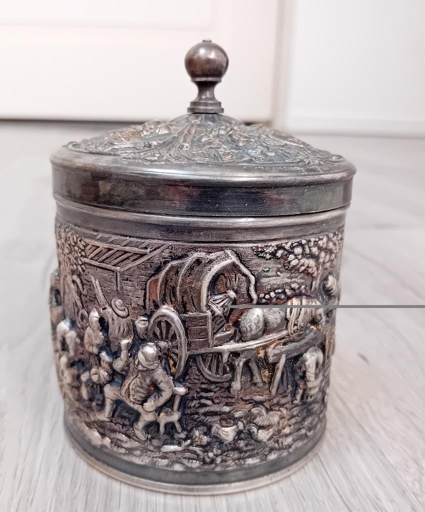 verzilverde theebus van Douwe Egberts Herman Hooijkaas, Antiek en Kunst, Ophalen of Verzenden