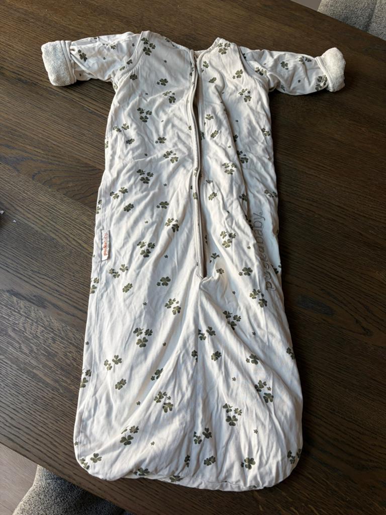 Puckababy 4 seizoenen slaapzak beige met klavertjes, Ophalen, Zo goed als nieuw, 100 cm of meer, Slaapzak