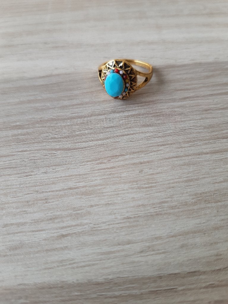 Goudkleurige ring, Overige materialen, Blauw, Nieuw, Ophalen of Verzenden