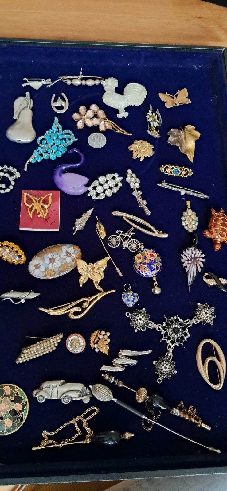 Vintage Broches, Hoedenspelden en Ketting Hangers Collectie, Overige materialen, Gebruikt, Overige kleuren, Met edelsteen