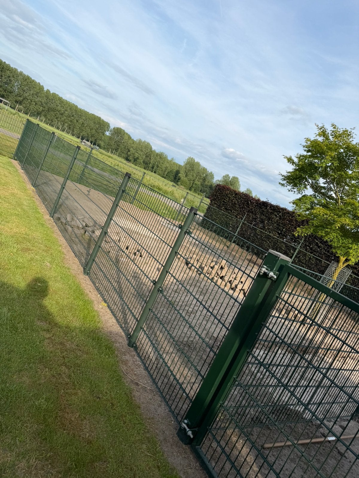 Draadstaaf hekwerk groen met 2 poorten. Sierhekwerk, Tuin en Terras, Tuinhekken en Hekwerk, Ophalen, Zo goed als nieuw, IJzer