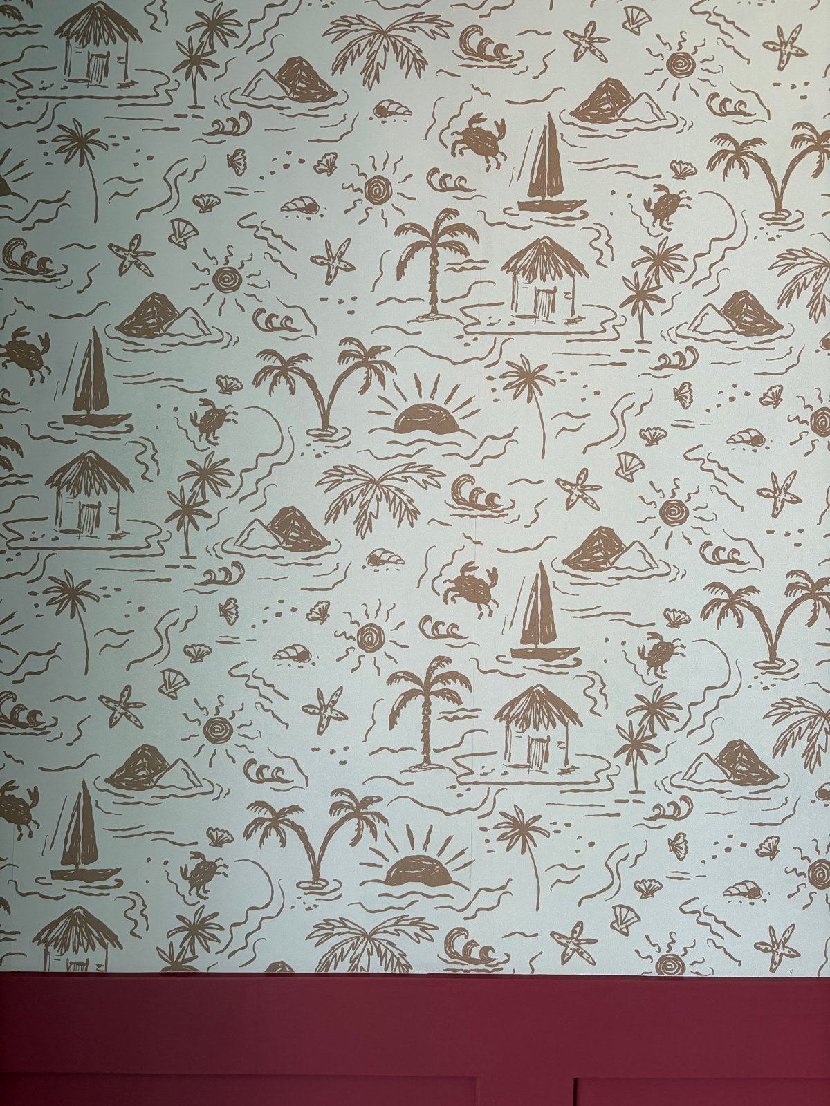 Kinderbehang met tropisch eiland patroon - SuperFresco Easy, Ophalen, Overige merken, Beige, Modern