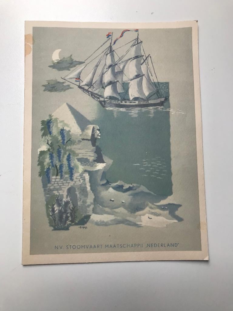 Menukaart Johan van Oldenbarnevelt, Verzamelen, Scheepvaart, Ophalen of Verzenden, Gebruikt, Zeilboot, Kaart, Foto of Prent