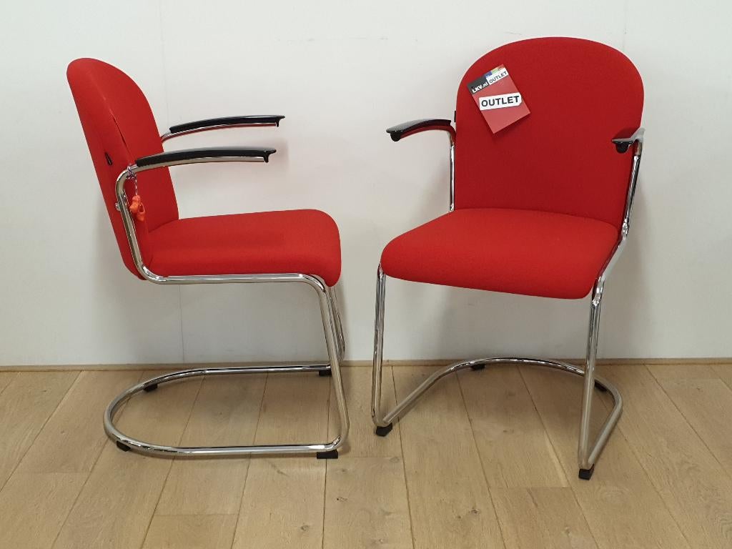Gispen 413R HOOG model Tonus rood, Huis en Inrichting, Stoelen, Zo goed als nieuw, Eén, Metaal, Stof, Rood, Ophalen