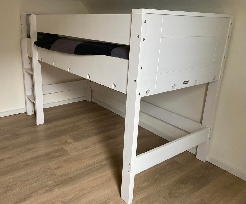 Halfhoogslaper Bopita met rechte trap en matras 90x200cm, Kinderen en Baby's, Kinderkamer | Stapelbedden en Hoogslapers, Ophalen of Verzenden