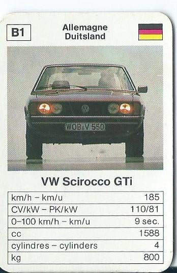 Troefkaart Maxi-mini VW Scirocco GTi (losse kaart), Ophalen of Verzenden, Zo goed als nieuw, Auto's