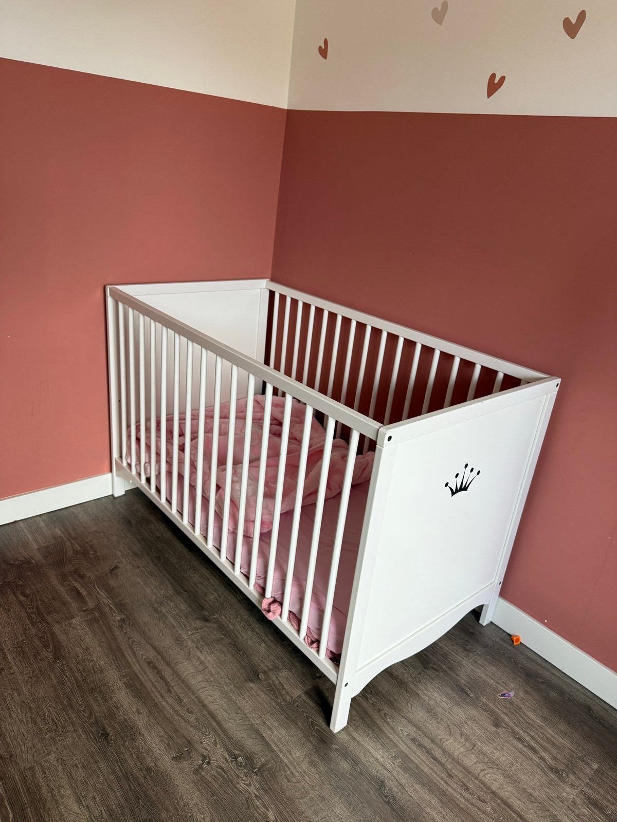 Wit Kinderbed met spijlen, Ophalen, Gebruikt, Wit, 190 cm of minder