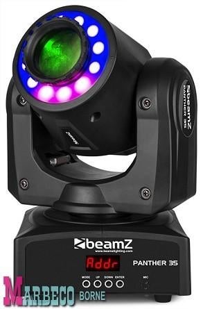 Moving Head, Panther 35 LED spot, LED Ring, licht effect, Geluidgestuurd, Nieuw, Info@marbeco.nl, BeamZ